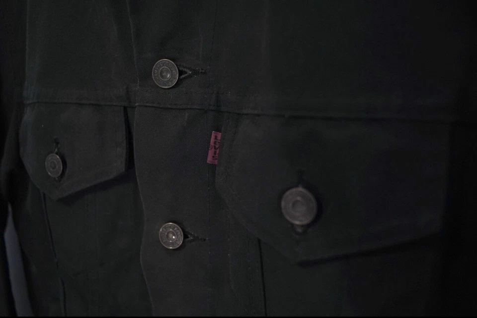 Chaqueta de camionero Levi's x Filson de tela de hojalata encerada negra con cuello de piel de topo (¡Rara!) Foto 4 de 4