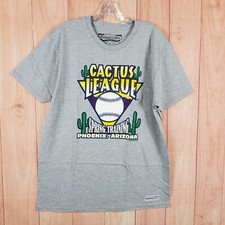 Mitchell & Ness Mens T-Shirt Large Gray Cotton Cactus League Milwaukee Brewers