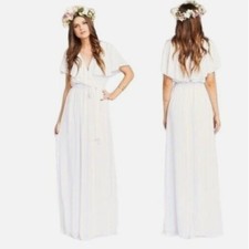 Show Me Your MuMu Audrey Maxi Dress Size Medium Wedding Cake Chiffon *STAINED*