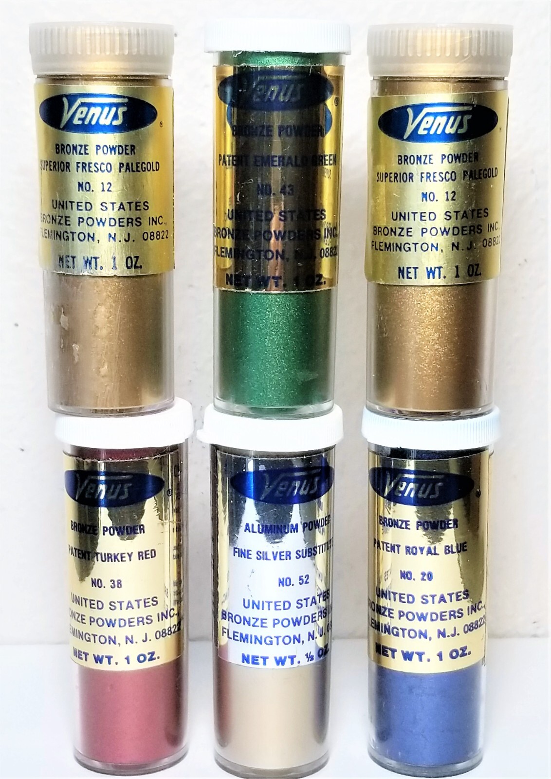 Vintage "6 lot" U.S. Bronze Powder Works Venus Metal Leaf (5 Colors) 1