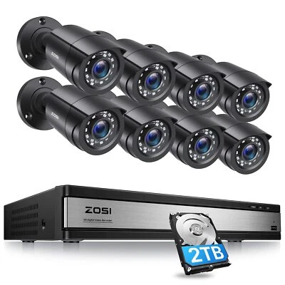 ZOSI H.265 16Channel 1080p Bullet Surveillance CCTV Security Camera System 2TB