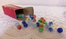 Vintage Ideal KER-PLUNK Game Marbles lot of 39 in Original Box
