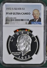 1972 S Silver Eisenhower Dollar $1 NGC PF 69 Ultra Cameo