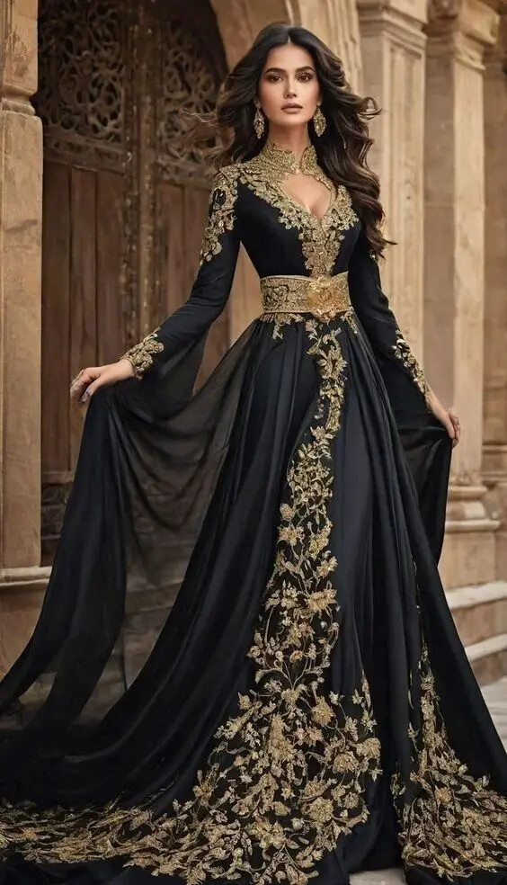 slim fit dress slacks Gold & Black Contrast Midi Dress – Chic Semi-Formal Elegance – Al Zarif