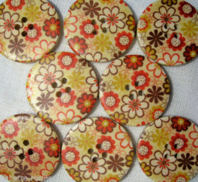 Boutons En Bois Fleuris - Diamètre 30 Mm / 3 Cm - Qté Au Choix (2 à 6) - Fabriqué En France