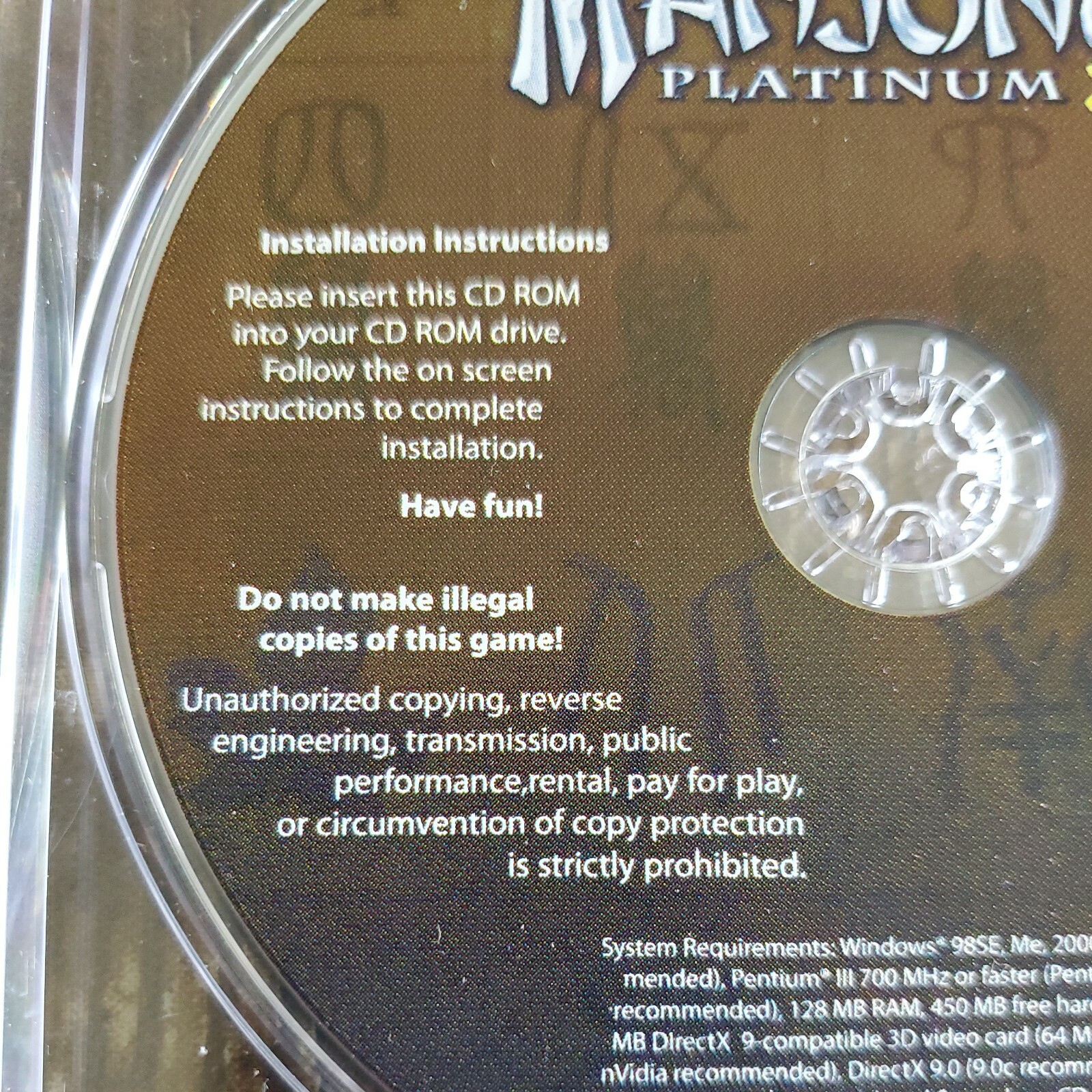Mahjongg Platinum 2 PC CD ROM in a CD Jewel case Windows 98 ME 2000 XP ...