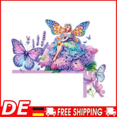 Butterfly Girl Flowers 5D DIY Wooden Diamond Painting Door Topper (Right)