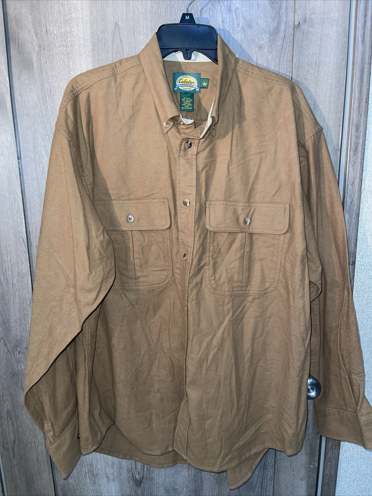 Cabela's Mens Shirt Large brown flannel Button Down outdoor gear