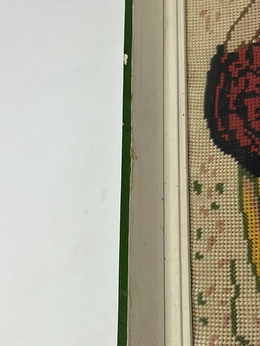 Needlepoint True Vintage 60s Framed Girl Complete 21” X 9” - Picture 8 of 24