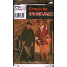 Simplicity 7761 Mens Renaissance Medieval Costume Pattern Robin Hood Bard XS-XL