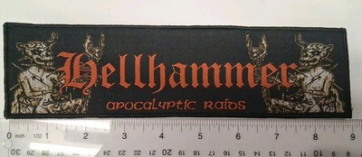 Hellhammer Apocalyptic Raids Black Border Woven Strip Patch