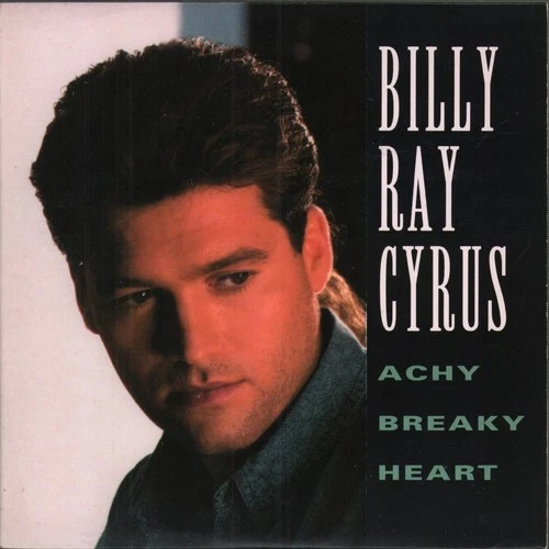 Billy Ray Cyrus Achy Breaky Heart 7" vinyl UK Mercury 1992 paper label design 7