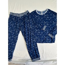 Harry Potter Pajama Set Large Navy Blue Hedwig Glasses Spells Joggers 2pc L