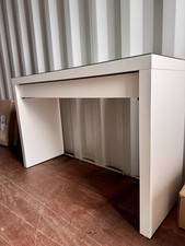 KEA MALM Dressing Table / Desk. White with glass top and felt-lined drawer