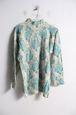 Vintage Lambswool Angora Blend Jumper Floral Green Cream - Size Medium M (D48)