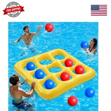 Juego de juegos de juguetes inflables para piscina - Juego de lanzamiento de tic-tac-toe juguete flotante con 10 B...