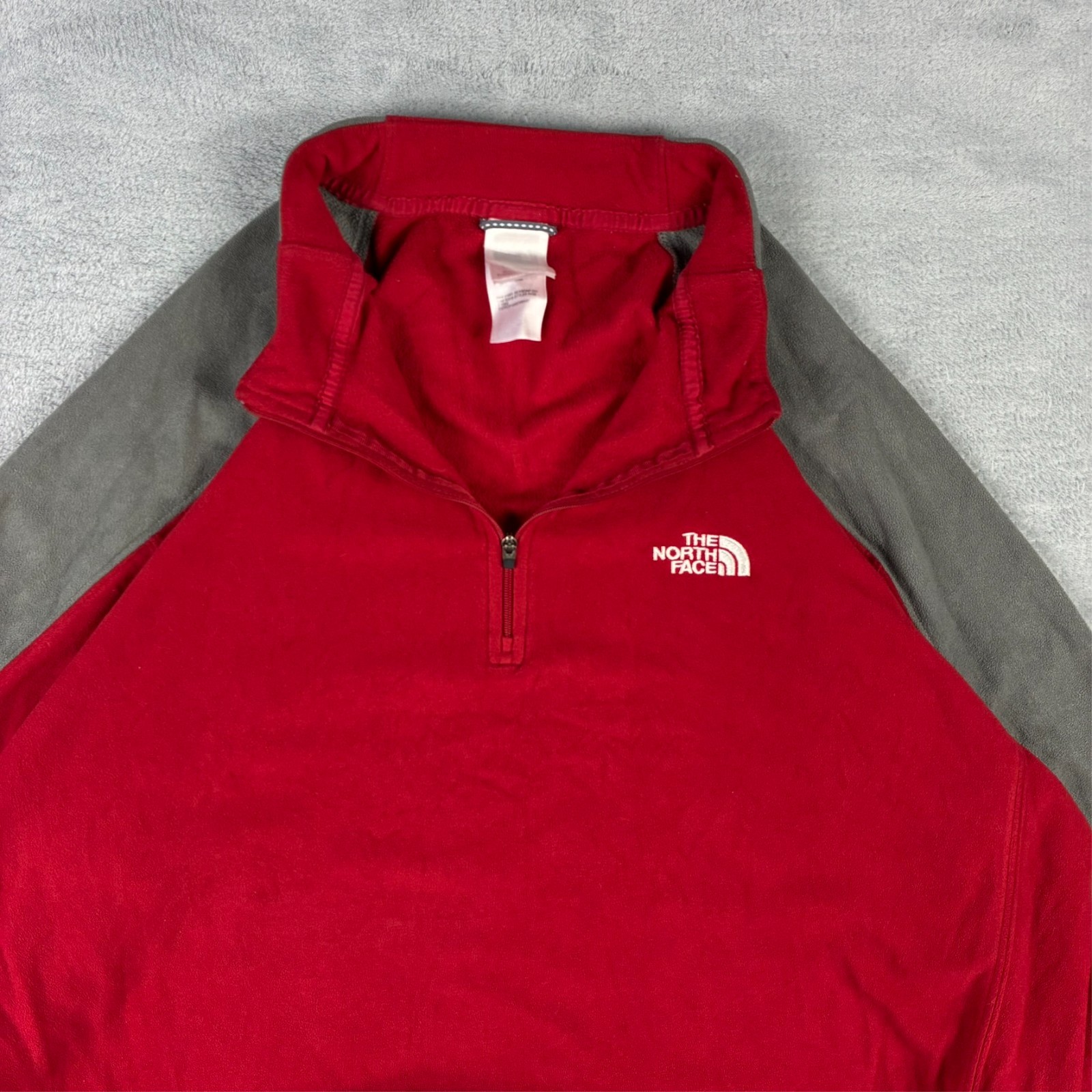 Vintage North Face 2000's Red Grey TKA100 Fleece XL 1/4 Quarter Zip Jumper image 4