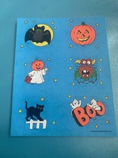 Vintage American Greetings Halloween Sticker Sheet Blue Background
