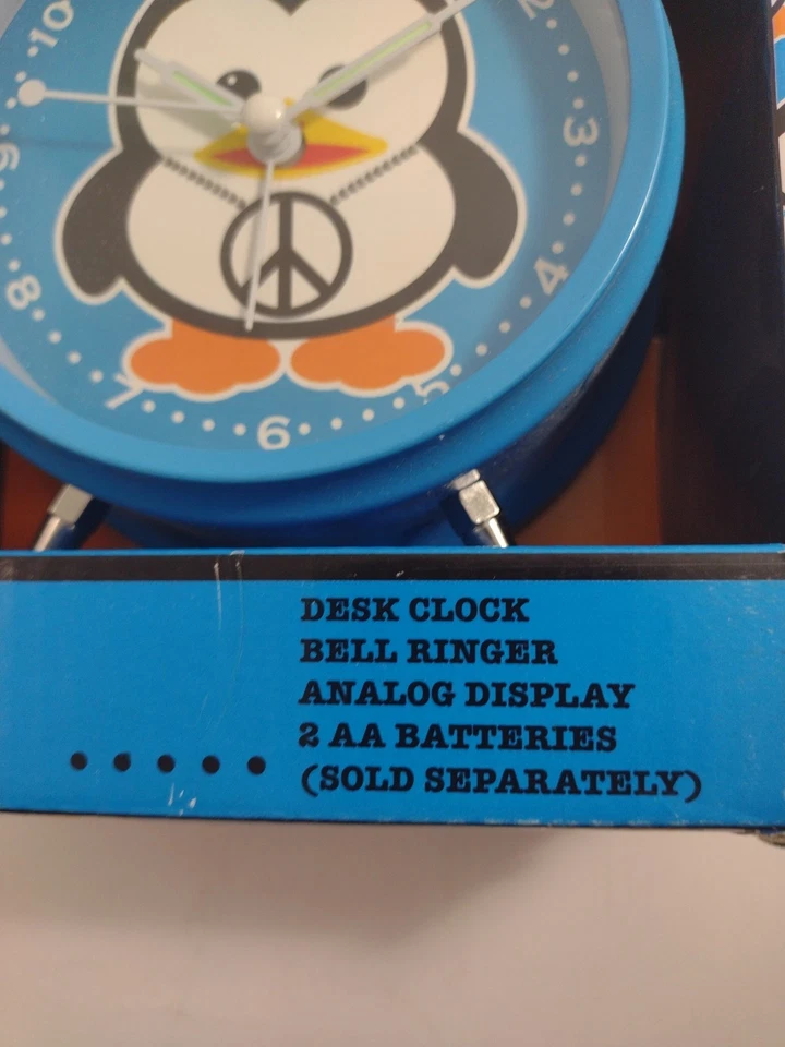 Bongo Alarm Clock Hot Pink Analog Bell Ringer w/ Pinquin Design On Face - Image 2 of 2