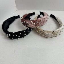 Lot of 3Trendy Various Headbands Hairbands Fabric Velvet Pearls Big Knots