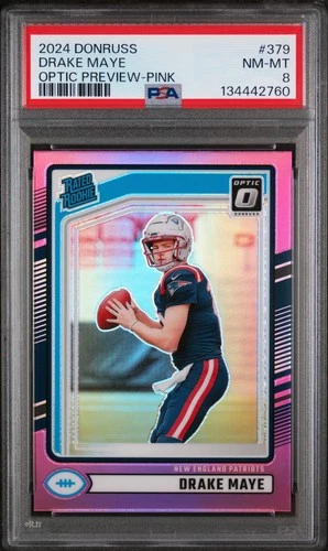 2024 PANINI DONRUSS OPTIC PREVIEW-PINK #379 DRAKE MAYE ROOKIE RC PSA 8