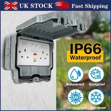 Outdoor Socket Weatherproof Storm Double Switched Rcd Socket 13A 2Gang Ip66