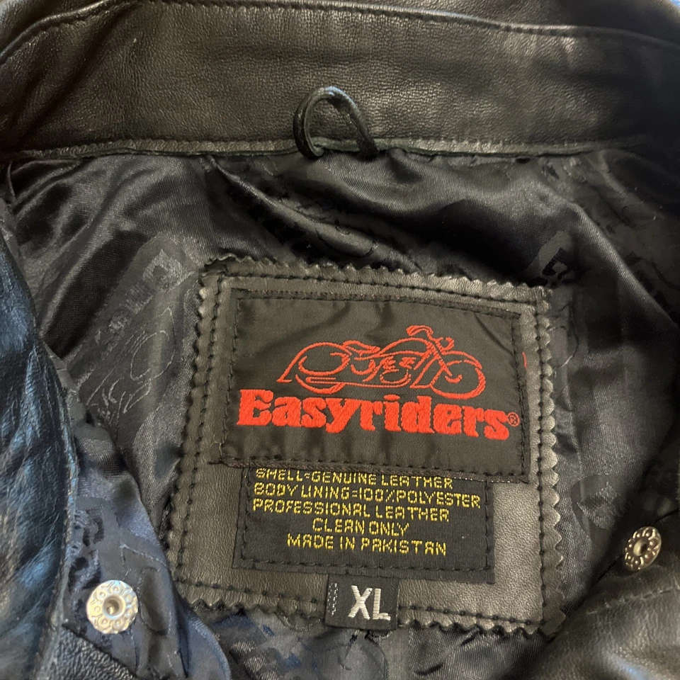 Chaqueta de Cuero Easy Rider Negra Motocicleta Motociclista Mujeres Abrigo Camisa con Botones Forrada Foto 2 de 4