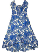 BAR III Maxi Dress Blue and White Womens Size Medium (READ) High Low BOHO