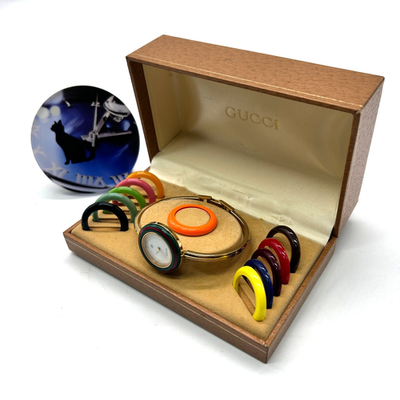 Gucci Change Bezel 1100-L Gold Plated QZ 12 Change Bezel Watch