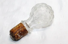 Vintage Glass DECANTER BOTTLE TOP STOPPER Round Clear Rosette Design