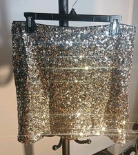 GB Silver Sequin Skirt Size Large