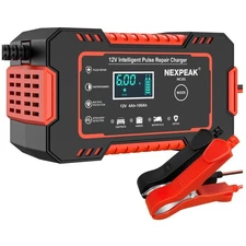 Compact 12V 6A Battery Maintainer with Pulse Repair Function & Safety Features