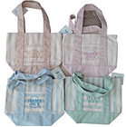 New TRADER JOE’s 2026 Set of 4 Striped Mini Canvas Tote Bag Pink Blue Green Sand — photo 1