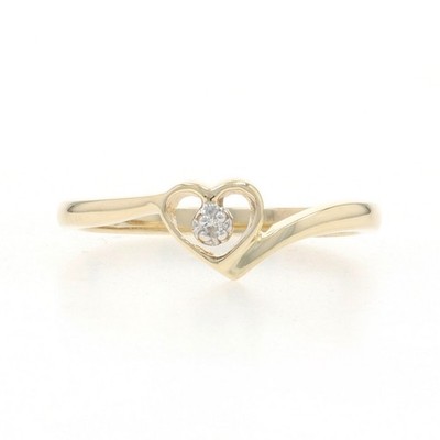 Gelbgold Diamant Herz Solitär Bypass Ring - 10k Einzelschliff Liebe