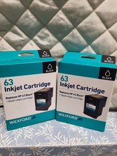 WEXFORD Inkjet Cartridge, Replaces HP 63 Black - Pack of 2 Ink Cartridges. 1X