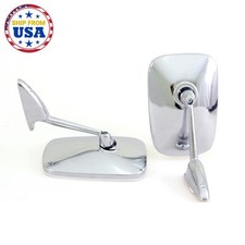 Universal Square Chrome Door Fender Mirrors Left And Right Side New 2pc Pair