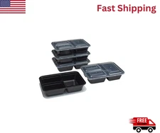Mainstays 10 Piece 3 Compartment Meal Prep Food Storage Containers, Black