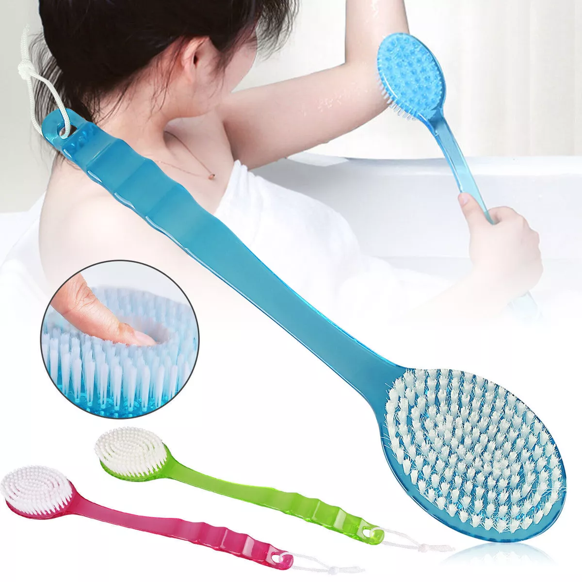 Long Handle Bath Body Brush Soft Back Shower Exfoliating Skin Scrubber Massager