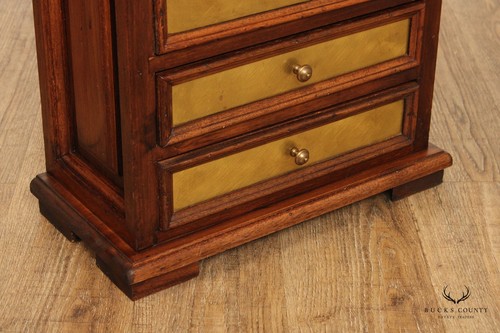 Vintage Italian Walnut And Brass Seven Drawer Accent Chest - Picture 6 of 12