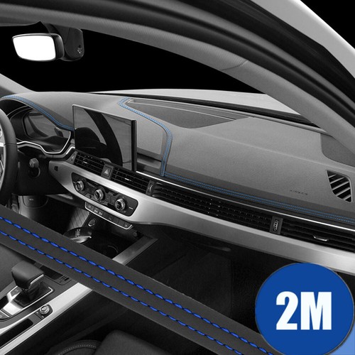 2M Car Dashboard Decor Strip Blue Braid Leather Trim Auto Universal Accessories - Picture 5 of 8