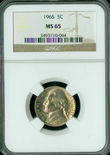 1965 JEFFERSON NICKEL NGC MS65 BUSINESS STRIKE RARE *