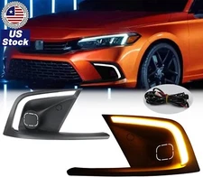 LED Daytime Running Light Turn Signal Lamp Fog L Bezel For Honda Civic 2022-2024