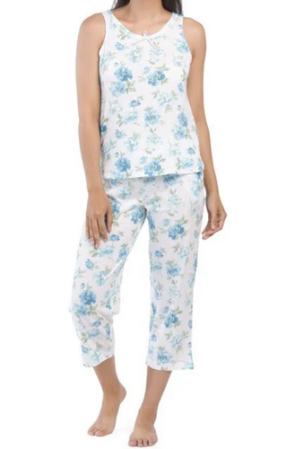 Nwt CAROLE HOCHMAN Floral 2 Pc Top & Capri Pants With POCKETS Pajama Set $70 1X - Bild 2 von 4