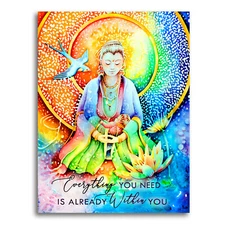 Buddha Canvas Art Print Buddha's Mother - With or Without Message. 4 Sizes.
