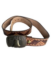 Bicentennial Men  s Tooled Leather Belt And Buckle Handmade Belt