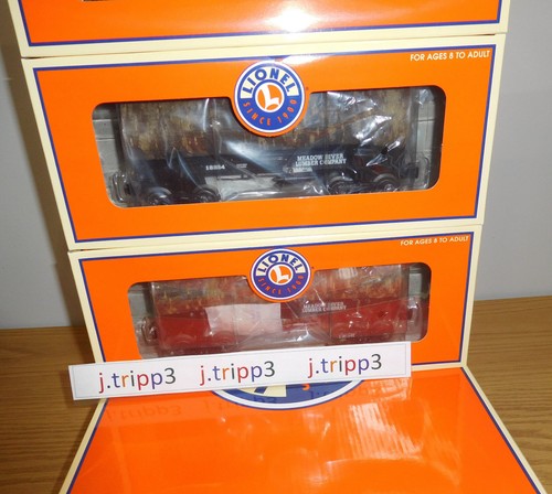 LIONEL 6-29430 MEADOW RIVER LUMBER SKELETON O SCALE LOG CARS TRAIN 3 PACK #2 NIB - Picture 2 of 8