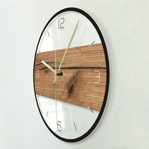 Orologio da parete con struttura in legno, rotondo, a batteria, da 30 cm, per de - Foto 3 di 10