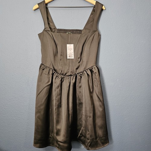 New With Tags Wild Fable Corset Mini Skater Dress Black Satin Women's Size... - Picture 3 of 12
