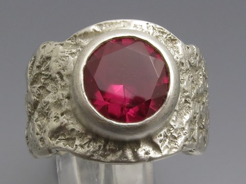 REIF-DESIGN - ANTIK STYLE RUBIN RING - AUS EIGENER GOLDSCHMIEDE - 999 FEINSILBER - Picture 2 of 8