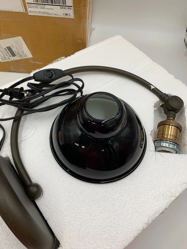 Abajur de mesa Pottery Barn Preston Task preto rústico 15"H #9991E LEIA - Imagem 3 de 4